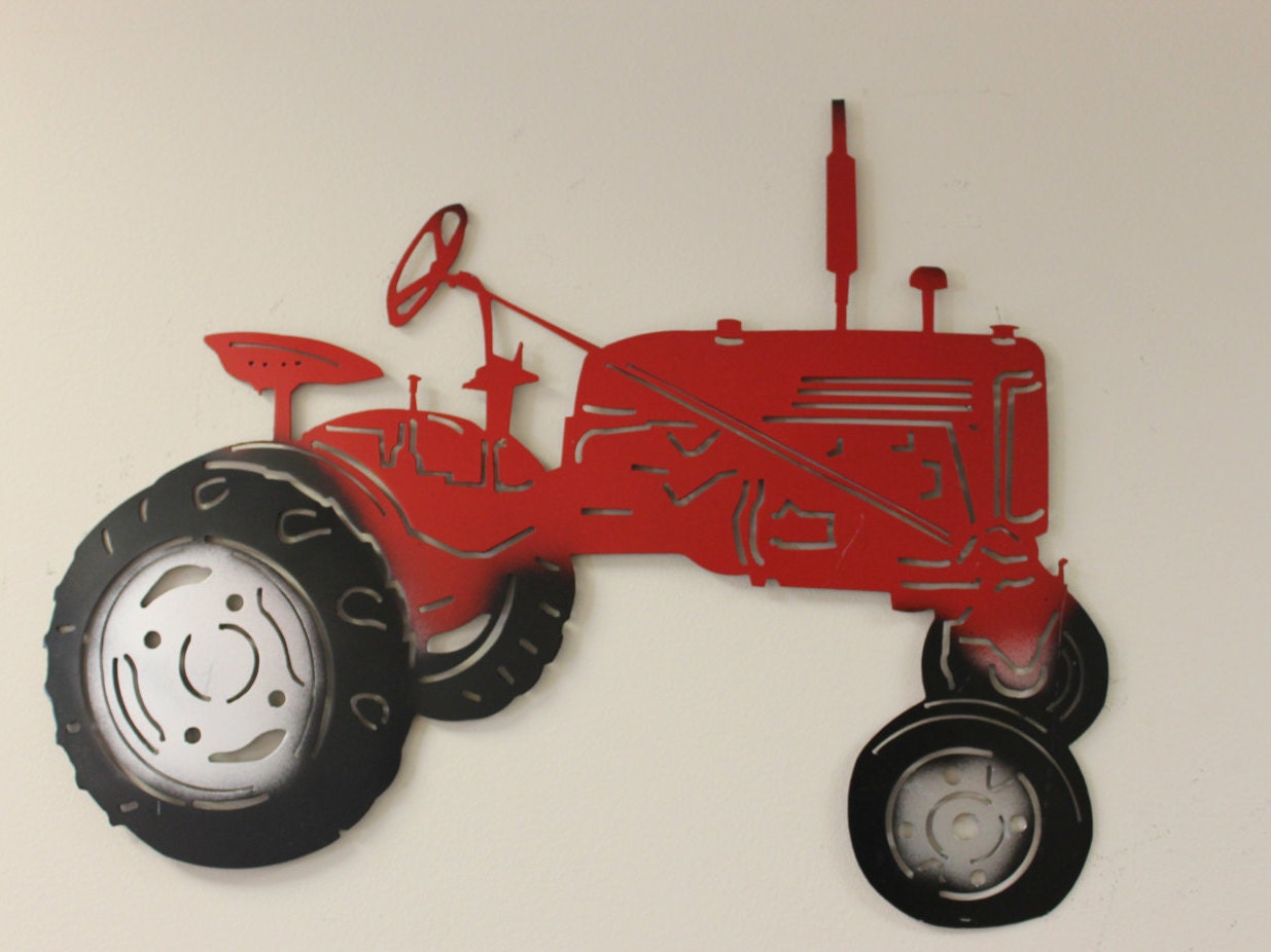 Metal Cutout of Red Tractor Wall Artcountry Home Decormetal Etsy