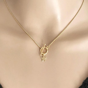 Toggle Necklace, Star Necklace, Gold Toggle Necklace, Gold Toggle Clasp Necklace, Toggle Clasp Necklace, Gold Star Necklace, Star Jewelry