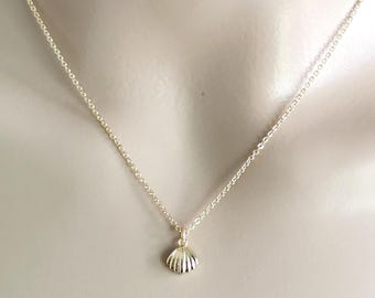 Gold Filled Shell Necklace, Dainty Shell Necklace, Gold Filled Charm Necklace, Protection Necklace, Everyday Necklace