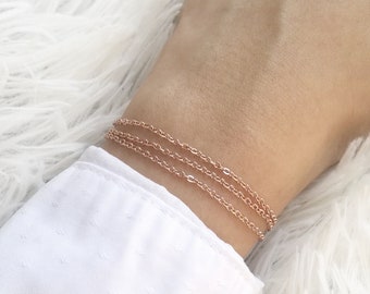 Rose Gold Bracelet, Simple Rose Gold Bracelet, Delicate Rose Gold Bracelet, Dainty Rose Gold Bracelet, Rose Gold Layer Bracelet, Rose Gold