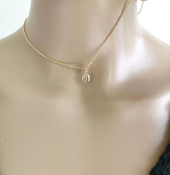 Gold Filled Cowrie Shell Necklace, Dainty Beach Jewelry, Protection Necklace Gift for Her