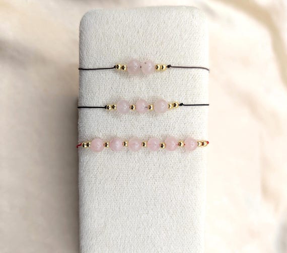 Rose Quartz Bracelet, Pink Crystal Bracelet, Love Gemstone Bracelet, January Birthstone Bracelet, Dainty Cord Bracelet
