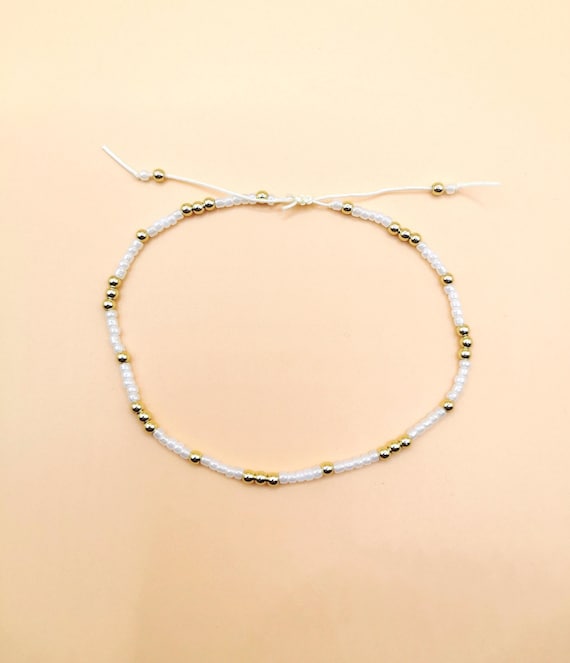 Bead Bracelet, Gold Filled Bead Bracelet, Friendship Bracelet, Adjustable Bracelet