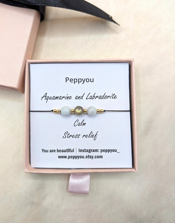 Calm Bracelet, Stress Relief Bracelet, Gemstone Bracelet, Turquoise Bracelet, Aquamarine Bracelet, Labradorite Bracelet, Adjustable Bracelet
