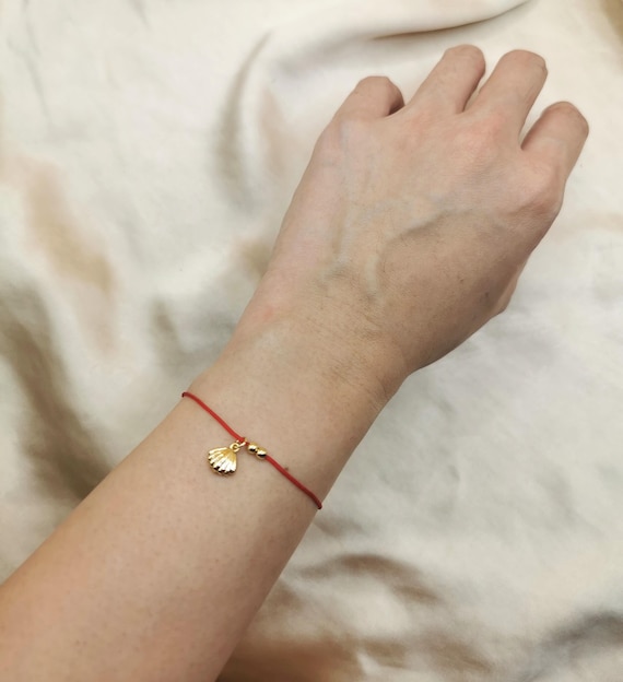 Red String Bracelet, Gold Filled Bead Bracelet, Red String Charm Bracelet, Good Luck Protection Bracelet, Adjustable Cord Bracelet