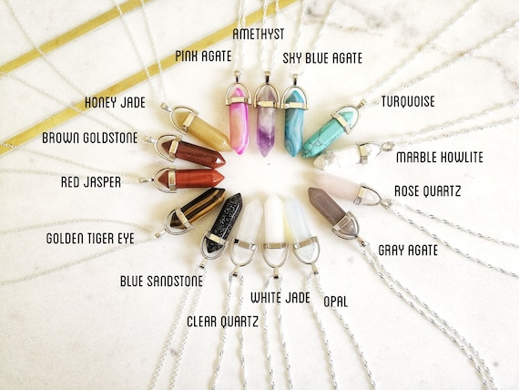 Bullet Quartz Necklace, Crystal Bullet Necklace, Bullet Necklace, Crystal Quartz Necklace, Silver Crystal Necklace, Silver Quartz Necklace