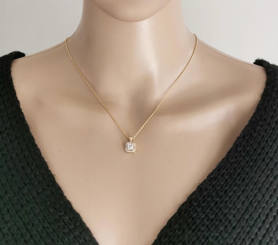 Gold CZ Necklace, CZ Necklace, CZ Necklace Gift for Her, Cz Jewelry, Statement Necklace, Mothers Day Gift, Valentines Day Gift, Christmas