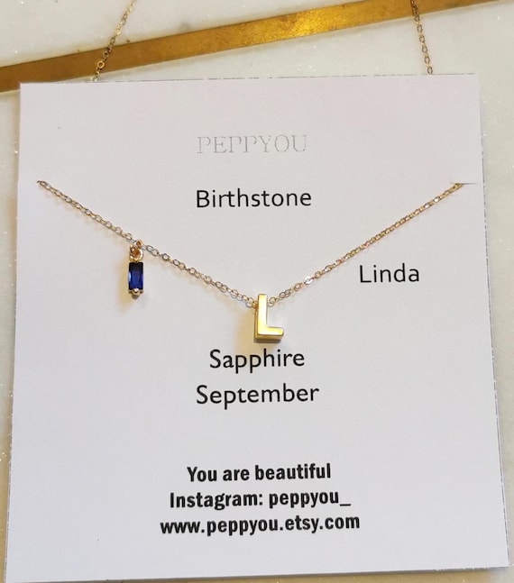 Birthstone Necklace, Initial Necklace, Initial and Birthstone Necklace, Birthstone Initial Necklace, Personalized Gift Necklace, Mom Gift