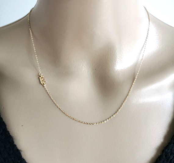 Sideways Initial Necklace, Sideways Gold Initial Necklace, Sideways Letter Necklace, Sideways Gold Necklace, Gift for Mom, Initial Necklace