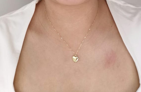 Gold Filled Heart Necklace, Dainty Heart Necklace, Gold Filled Charm Necklace, Love Necklace gift, Cubic Zirconia