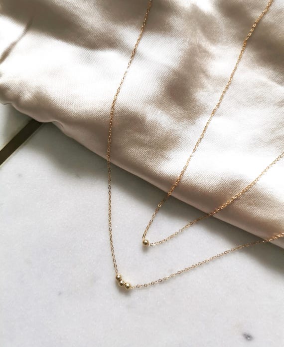 Gold Filled Bead Necklace, Dainty Bead Necklace, Minimalist Bead Necklace, Water resistant