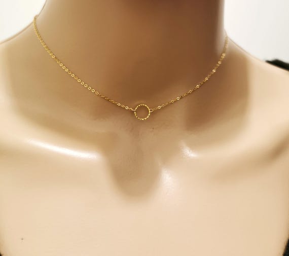 Circle Choker, Circle Gold Choker, Circle Gold Necklace, Minimalist Gold Choker Necklace, Dainty Gold Choker, Dainty Gold Necklace, Choker