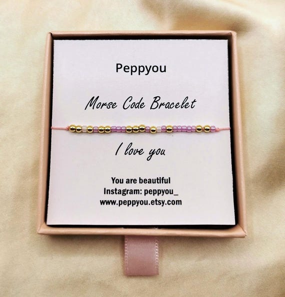 Custom Morse Code Bracelet, Gold Filled Beaded Bracelet, Secret Message Jewelry, Adjustable