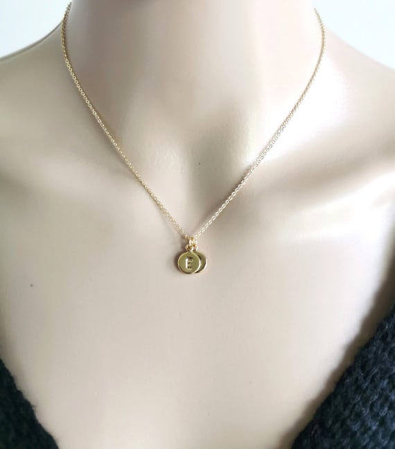 Initial Necklace, Letter Necklace, Family Necklace, Couple Necklace, Initial Coin Necklace, Handstamp Jewelry