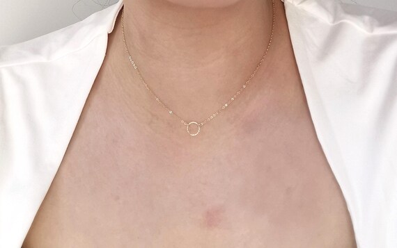 Circle Choker, Circle Gold Choker, Circle Gold Necklace, Dainty Gold Choker, Dainty Gold Necklace, Eternity Necklace, Open Circle Choker