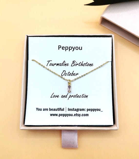 Tourmaline Necklace, Birthstone Necklace, October Birthstone Necklace, Dainty Birthstone Necklace