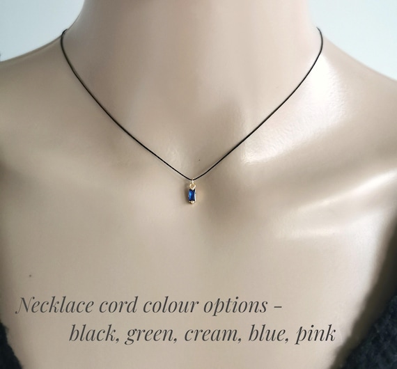 Birthstone Cord Choker, Adjustable Birthstone Cord Necklace, Sapphire, Tourmaline, Citrine, Turquoise, Amethyst, Aquamarine, Clear Quartz