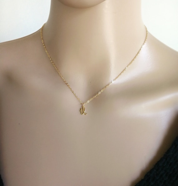 Cursive Initial Necklace, Tiny Cursive Initial Necklace, Gold Cursive Initial Necklace, Gold Cursive Letter Necklace, Personalize Initial