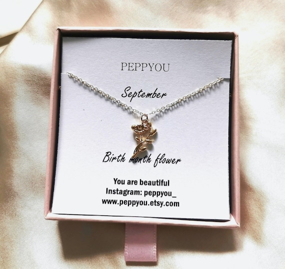 September Birth Flower Necklace, Flower Necklace, Birth Month Necklace, Floral Necklace, Birth Flower Jewelry, Birth Month Flower Birthday