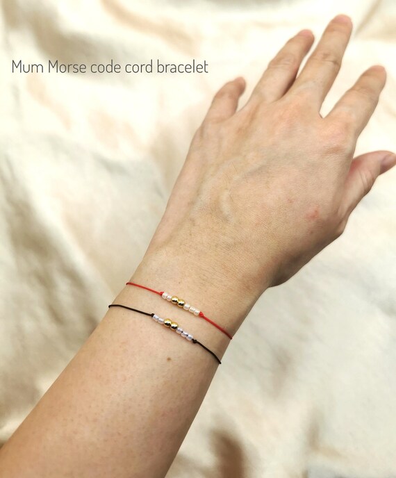 Custom Gold Filled Morse Code Bracelet, Gift for Mom Mother's Day Gift, Hidden Message Secret Message Bracelet Adjustable Jewelry