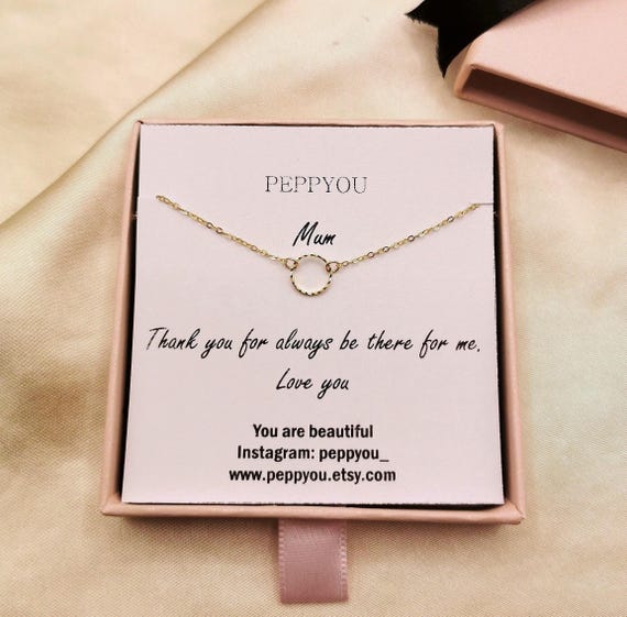 Gold Circle Mom Necklace, Mother Necklace, Grandma Necklace, Eternity Necklace