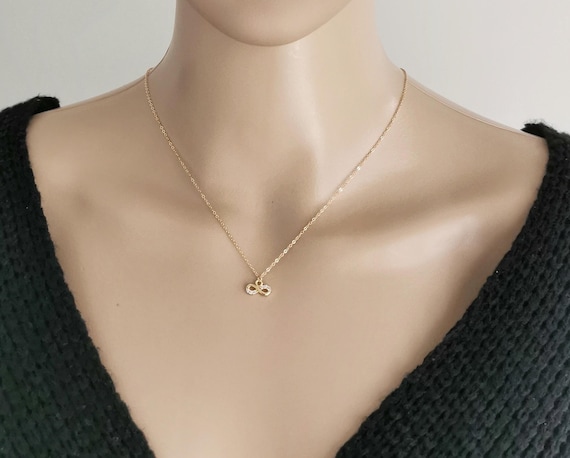 Gold Infinity Necklace, Cz Infinity Necklace, Cz Necklace, Gold Cz Necklace, Gold Infinity Pendant Necklace, Eternity Necklace, Gift for Her