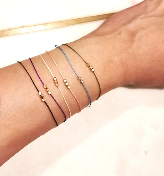 String Bracelet, Adjustable Bracelet, Friendship Bracelet, Gold Bead Bracelet, Beach Bracelet, Friendship Gift, Gift under 20, Bracelet