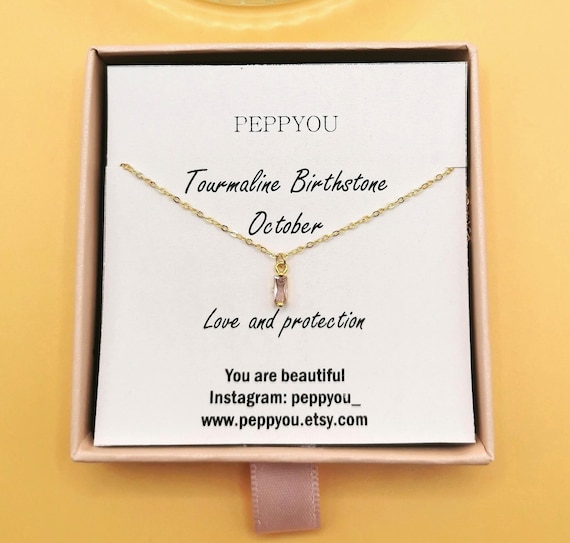 Tourmaline Birthstone Necklace, October Birthstone Necklace, Tourmaline Pendant Necklace, Dainty Birthstone Necklace, Birthday Gift