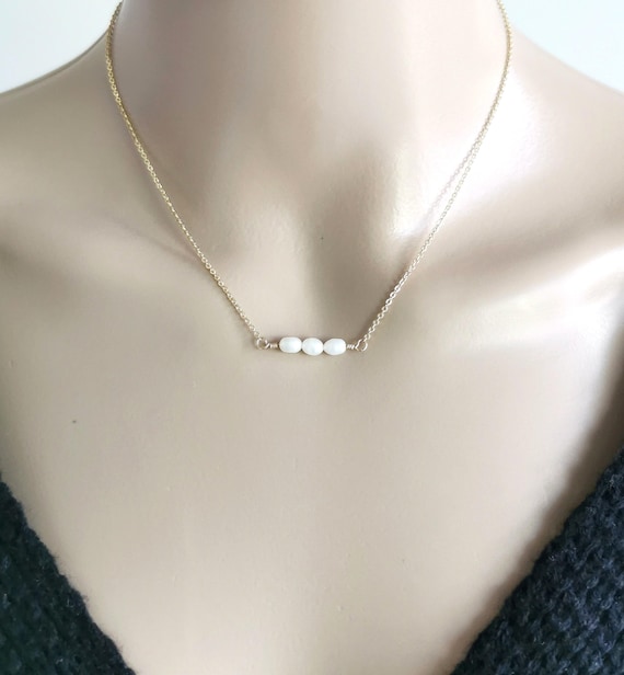 Freshwater Pearl Necklace, Wedding Necklace, Tiny Pearl Necklace, Dainty Pearl Necklace, Gold Filled Necklace