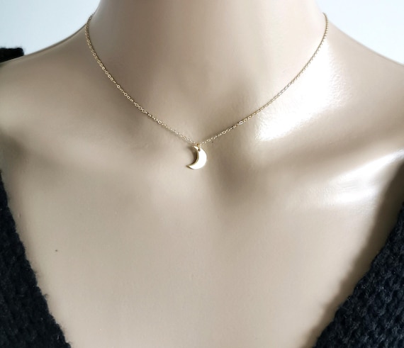 Moon Necklace, Gold Moon Necklace, Tiny Moon Necklace, Crescent Moon Necklace, Gold Moon Choker, Celestial Necklace, Dainty Moon Necklace
