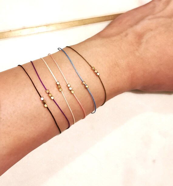 String Bracelet, Adjustable Bracelet, Friendship Bracelet, Gold Bead Bracelet, Beach Bracelet, Friendship Gift, Gift under 20, Bracelet