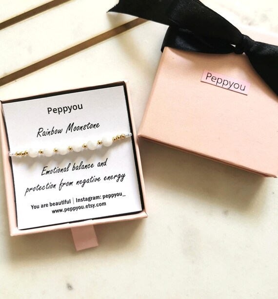 Rainbow Moonstone Bracelet, Gold Filled Bead Bracelet Water resistant, Gemstone Bracelet, Protection Bracelet, June Birthstone Bracelet