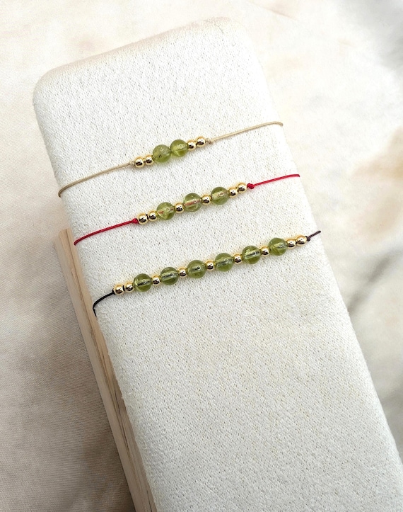 Peridot Bracelet, Peridot Gemstone Bracelet, August Birthstone Bracelet, Protection Bracelet, Adjustable Cord Bracelet, Good luck