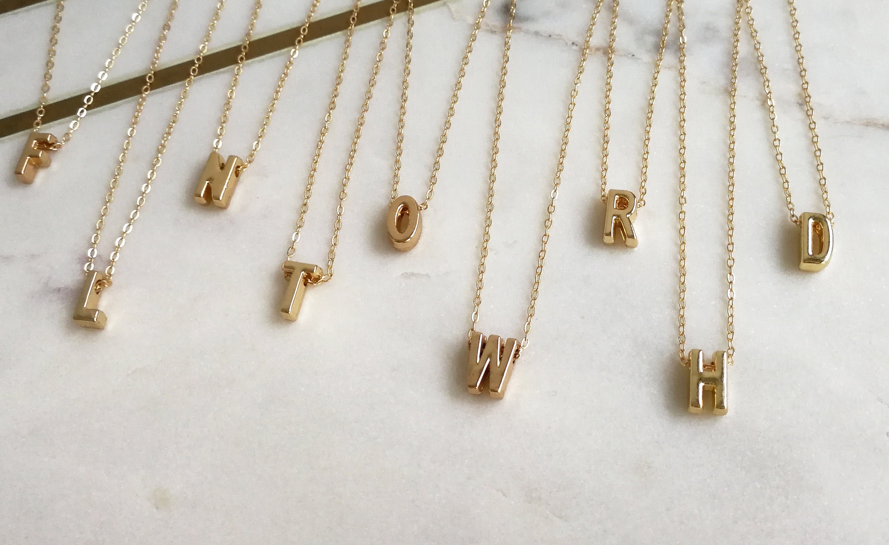 Custom Initial Necklace, Personalize Initial Necklace, Tiny Gold