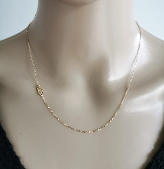Sideways Initial Necklace, Sideways Gold Initial Necklace, Sideways Letter Necklace, Sideways Gold Necklace, Gift for Mom, Initial Necklace