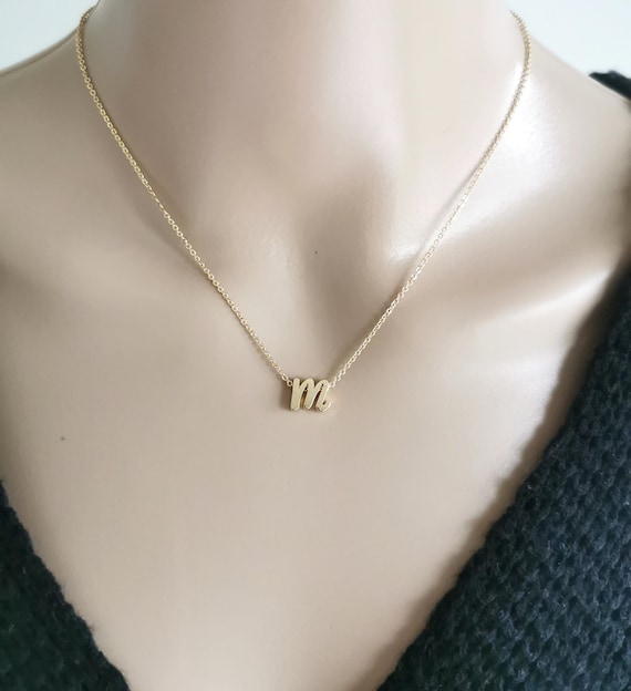 Dainty Cursive Initial Necklace, Gold Cursive Letter Necklace, Minimalist Everyday Jewelry