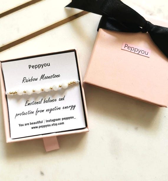 Rainbow Moonstone Bracelet, Water Resistant Bracelet, Gemstone Bracelet, Protection Bracelet, June Birthstone Bracelet