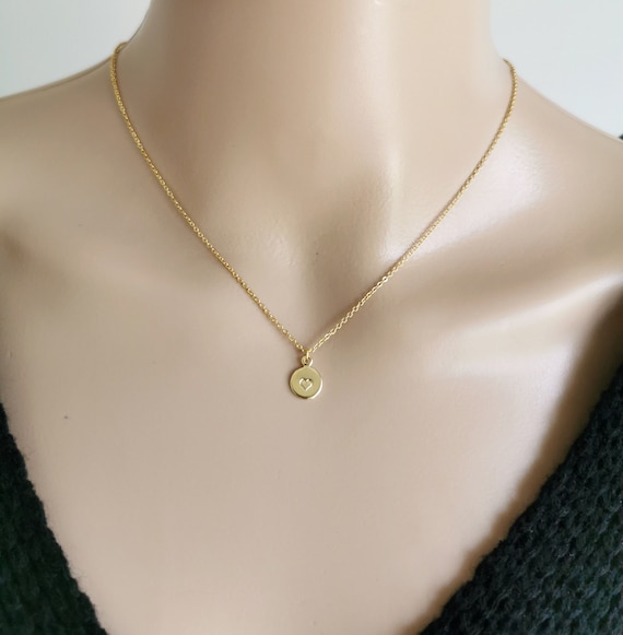 Heart Necklace, Gold Heart Necklace, Love Necklace, Handstamped Necklace, Gold Coin Necklace, Birthday Necklace, Handstamped, Love, Gift