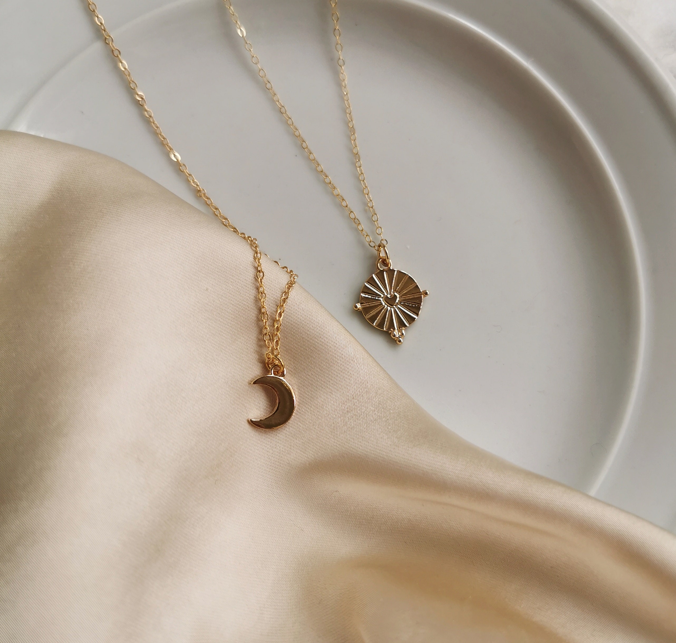 Gold Moon Necklace, Moon Necklace, Half Moon Necklace, Gold Crescent