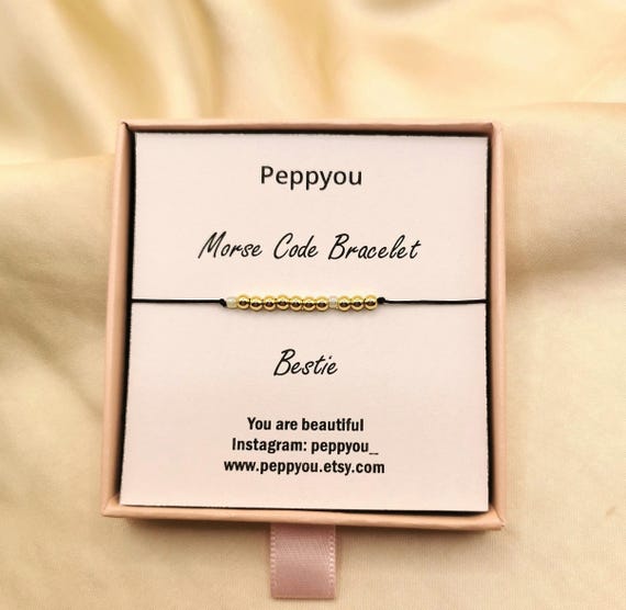 Custom Morse Code Bracelet, 18k Gold Filled Beaded Bracelet, Secret Message Bracelet, Adjustable Cord Bracelet, Friendship Bracelet