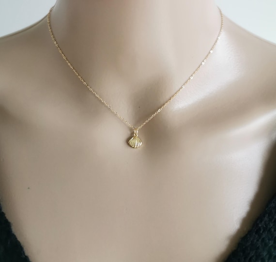 Gold Filled Shell Necklace, Dainty Shell Necklace, Gold Filled Charm Necklace, Protection Necklace