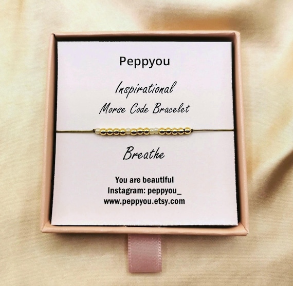 Gold Filled Morse Code Bracelet, Couple Bracelet, Meditation, Inspirational, Custom Message, Adjustable Beaded, Water and Tarnish resistant