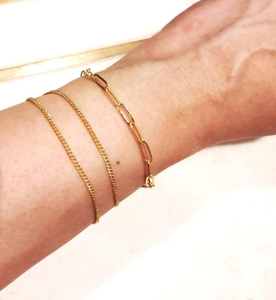Paperclip Bracelet, Curb Bracelet, Gold Paperclip Bracelet, Gold Curb Bracelet, Gold Filled Bracelet, Dainty Gold Bracelet, Gift for Her