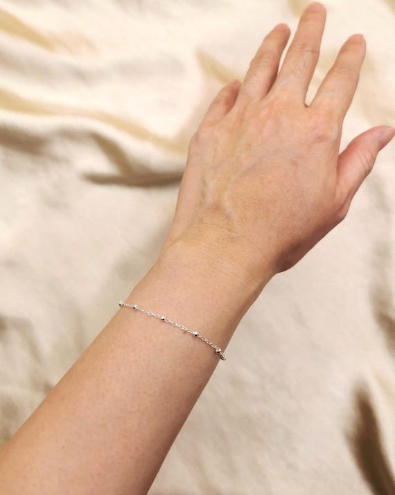 Sterling Silver Bracelet, Satellite Bracelet, Dainty Sterling Silver Satellite Bracelet, Minimalist Bracelet, Sterling Silver Jewelry