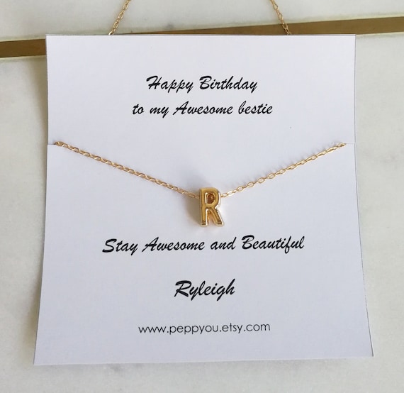 Birthday Necklace, Birthday Necklace Gift, Birthday Jewelry, Tiny Initial Necklace, Gold Letter Necklace, Personalize Birthday Necklace