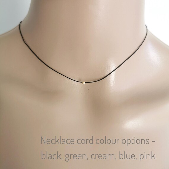 Gold Bead String Necklace, Tiny Bead String Necklace, Adjustable Necklace, String Choker, Cord Necklace, Black Cord Necklace, Cord Choker