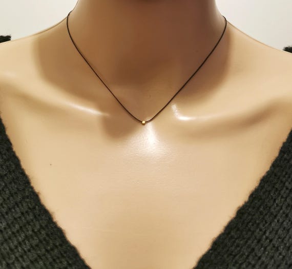 Gold Bead String Necklace, Tiny Bead String Necklace, Adjustable Necklace, String Choker, Cord Necklace, Black Cord Necklace, Cord Choker