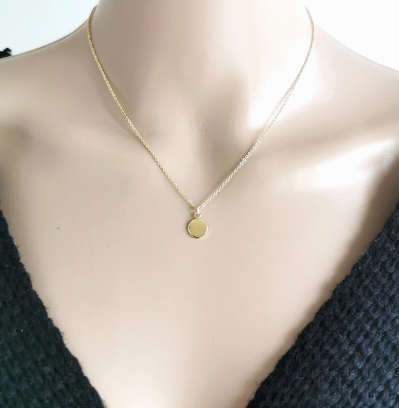 Gold Coin Necklace, Circle Necklace, Minimalist Necklace, Dainty Necklace