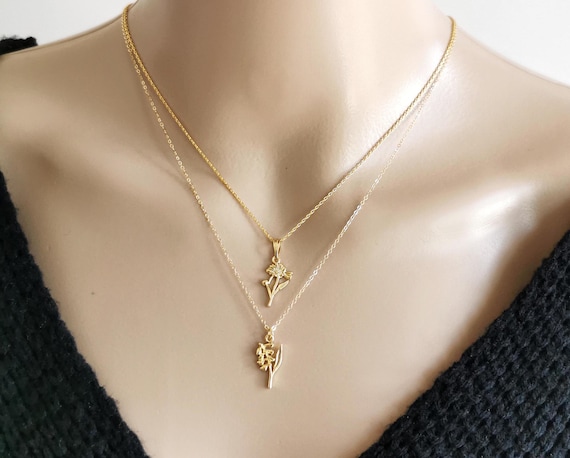 Birthflower Necklace, Mother Necklace, Birth Month Flower Necklace, Mothers Day Gift, Birth Month Necklace, Flower Necklace, Mom Necklace