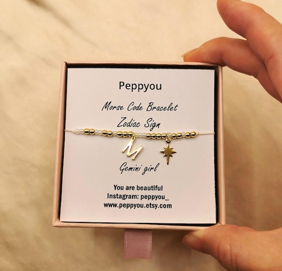 Build Your Own Charm Bracelet, Custom Morse Code Bracelet, Zodiac Morse Code Bracelet, 18k Gold Filled Bracelet Adjustable, Birthday Gift